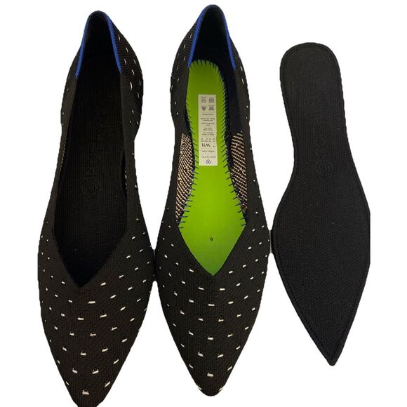 New Rothy’s The Point Ivory Dot Ballet Flats in Size 11 - Picture 3 of 5